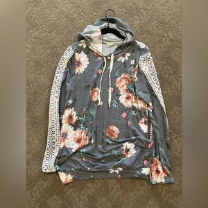 Lovely Melody Gray Floral Hoodie